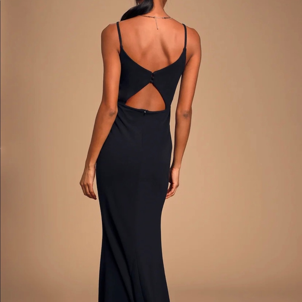 Lulu’s Formal Moments Of Bliss Black Backless Mermaid Maxi Dress